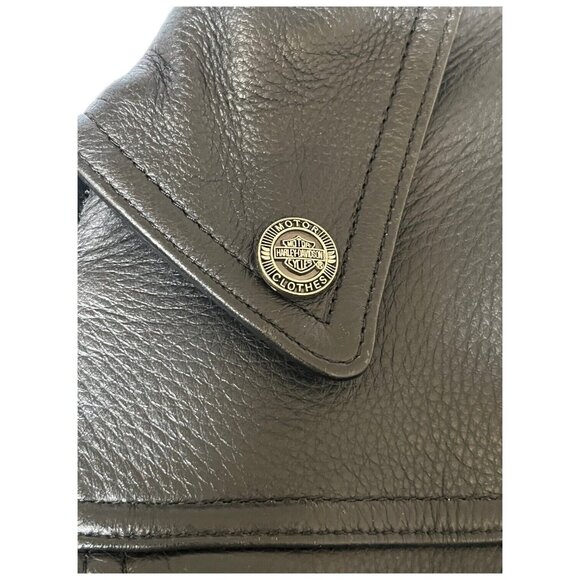 Harley Davidson Womens Black Leather Moto Jacket M Nevada Vented Zip Liner 98122 - Picture 13 of 16